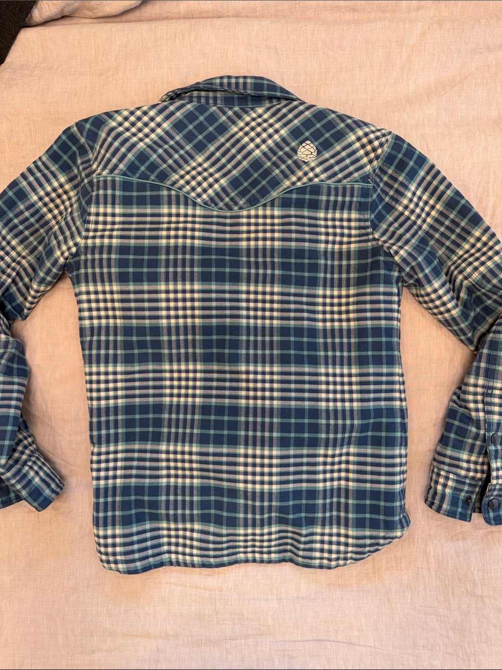 Stio Navy and Teal Plaid Shirt Jacket - Picture 6 of 7